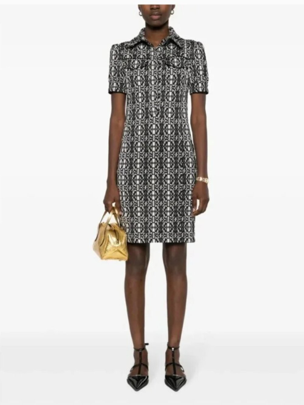 Max Mara Cesy Printed Jacquard Shirt Dress US Size 6